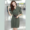 【服饰鞋包】夏季大码女装修身气质OL纯色五分中袖中长款A字连衣裙 商品缩略图2