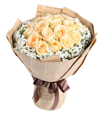 19朵香槟玫瑰花束
