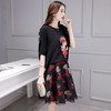 【服饰鞋包】夏两件套雪纺连衣裙夏中长款蝙蝠袖套装印花中裙 商品缩略图1