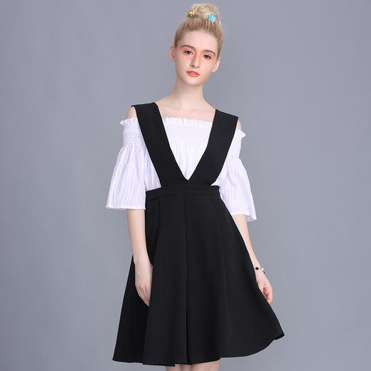 【服饰鞋包】拉夏薇媞背带连衣裙夏季新款时尚a字半身裙学院气质中长裙 商品图0