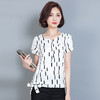 【女士T恤】T恤女夏装新款韩版修身短袖雪纺衫女装时尚印花上衣夏 商品缩略图3