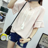 【服饰鞋包】夏季韩版棉麻短袖修身民族风绑带简约上衣搭气质个性上衣 商品缩略图2