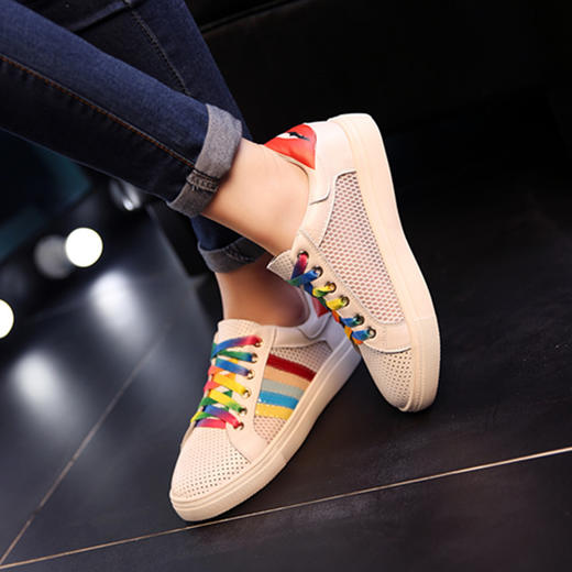 【服饰鞋包】彩虹鞋女平底系带运动休闲鞋糖果色单鞋女鞋板鞋潮 商品图0