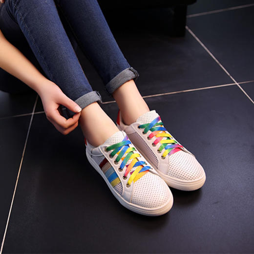 【服饰鞋包】彩虹鞋女平底系带运动休闲鞋糖果色单鞋女鞋板鞋潮 商品图3