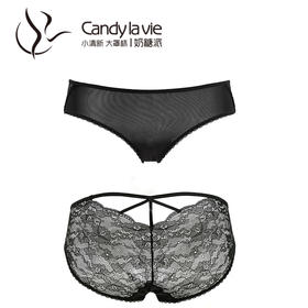 Candy la vie 奶糖派 黑色蕾丝女士内裤 202C002