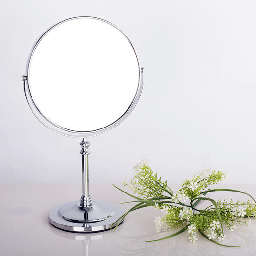 【镜子】-大号7寸化妆镜金属台式镜子双面镜反面3倍放大 商品图0
