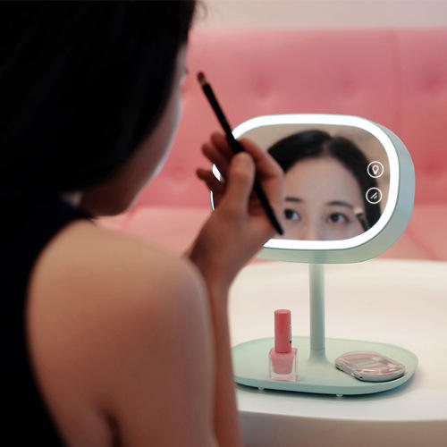【镜子】MUID可充电式LED化妆镜台灯卧室床头灯创意储物多功能镜子台灯1.1 商品图0