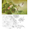 曹小民横幅工笔花鸟白描底稿-仙鹤-荷花白鹤-A004 商品缩略图0