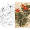 竖幅梁燕生工笔花鸟白描底稿-荷花-泽池红艳-A131 商品缩略图0
