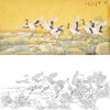 横幅四尺六尺工笔花鸟动物白描底稿-仇谷-仙鹤-晨曲-A076 商品缩略图0
