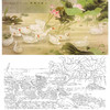 横幅工笔花鸟白描底稿-邹传安-荷塘白鹅-十美消夏图-A025 商品缩略图0