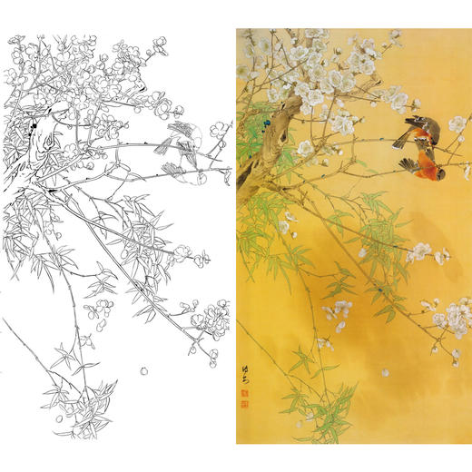 竖幅工笔花鸟白描底稿-邹传安-A052 商品图0