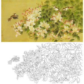 横幅工笔花鸟白描底稿-曹小民-A027
