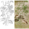 竖幅工笔花鸟白描底稿-曹小民-竹子鹌鹑-A034 商品缩略图0