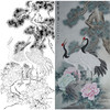 竖幅工笔花鸟白描底稿-松鹤-吕贤文-A125 商品缩略图0