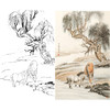 竖幅工笔动物白描底稿-骏马-A130 商品缩略图0