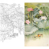 竖幅工笔花鸟白描底稿-荷花鸳鸯-A051 商品缩略图0