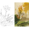 竖幅工笔花鸟白描底稿-邹传安-荷花蜻蜓-出浴-A009 商品缩略图0