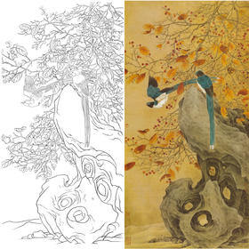 竖幅工笔花鸟白描底稿-曹小民-A045