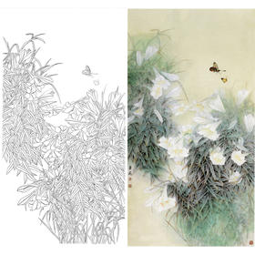 竖幅工笔花鸟白描底稿-A104