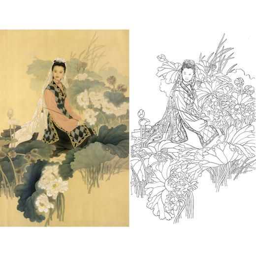 王美芳竖幅工笔现代仕女人物白描底稿《妙玉》-多种白描尺寸可选-B012 商品图0
