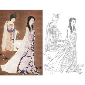 崔景哲竖幅工笔现代仕女人物白描底稿-B024