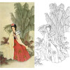竖幅工笔传统仕女人物白描底稿-B029 商品缩略图0