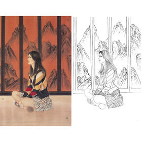 崔景哲竖幅工笔现代仕女人物白描底稿-B021