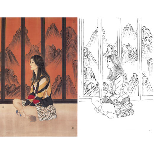 崔景哲竖幅工笔现代仕女人物白描底稿-B021 商品图0