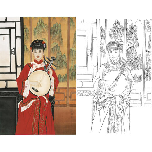 崔景哲竖幅工笔传统仕女人物白描底稿-B023 商品图0