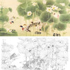 横幅四尺六尺工笔花鸟白描底稿-喻继高-荷花鸭子《荷香鸭肥》-多种白描尺寸可选-A171 商品缩略图0