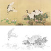 横幅四尺六尺工笔花鸟白描底稿-喻继高-仙鹤-松鹤《白羽醉风》-多种白描尺寸可选-A176 商品缩略图0