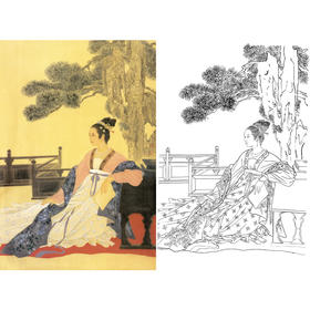 王美芳竖幅工笔传统仕女人物白描底稿《上官婉儿》-多种白描尺寸可选-B016