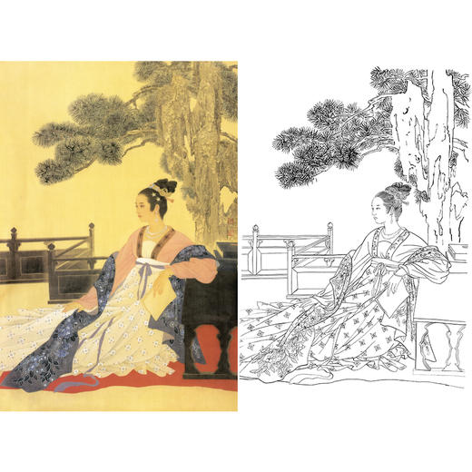 王美芳竖幅工笔传统仕女人物白描底稿《上官婉儿》-多种白描尺寸可选-B016 商品图0