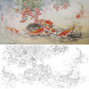 横幅四尺六尺工笔花鸟白描底稿-孙锡之《荔枝九鱼图》-多种白描尺寸可选-A163 商品缩略图0