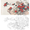 横幅工笔花鸟白描底稿-龚文桢-山茶花-A143 商品缩略图0