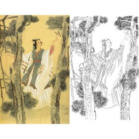 王美芳竖幅工笔传统仕女人物白描底稿《鱼玄机》-多种白描尺寸可选-B014