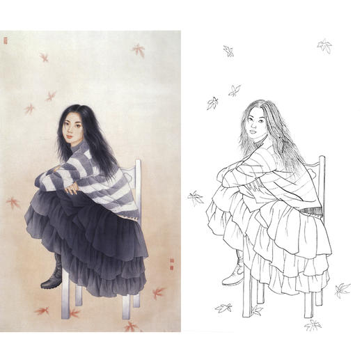 崔景哲竖幅工笔现代仕女人物白描底稿-B020 商品图0