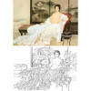 王美芳工笔现代仕女人物白描底稿《出浴》-斗方小品册页-B001 商品缩略图0