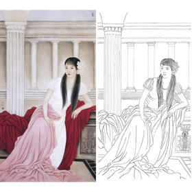 崔景哲竖幅工笔现代仕女人物白描底稿-B010