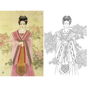 崔景哲竖幅工笔传统仕女人物白描底稿-B013