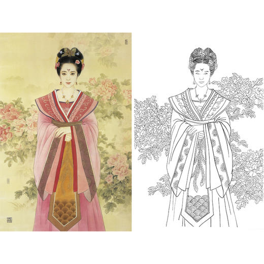 崔景哲竖幅工笔传统仕女人物白描底稿-B013 商品图0