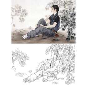 崔景哲横幅工笔现代仕女人物白描底稿-B005