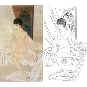 崔景哲竖幅工笔现代仕女人物白描底稿-人体-B034