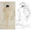 崔景哲竖幅工笔现代仕女人物白描底稿-人体-B037 商品缩略图0