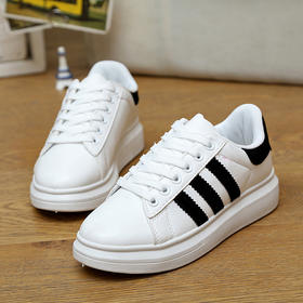 【女士板鞋】休闲运动款纯色条纹厚底平底休闲女鞋女式板鞋