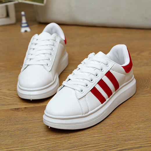 【女士板鞋】休闲运动款纯色条纹厚底平底休闲女鞋女式板鞋 商品图1