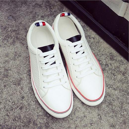 【服饰鞋包】春夏韩版小白鞋男鞋休闲学生鞋系带板鞋镂空透气单鞋 商品图0