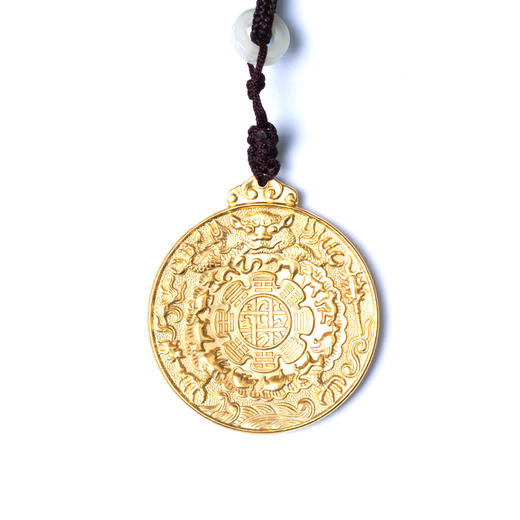 藏式铜镀金九宫八卦牌纯铜镀金挂件依据古法原创 商品图1