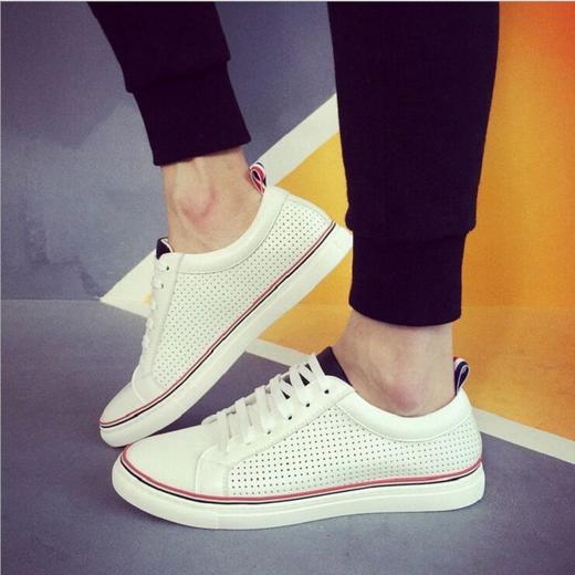 【服饰鞋包】春夏韩版小白鞋男鞋休闲学生鞋系带板鞋镂空透气单鞋 商品图2